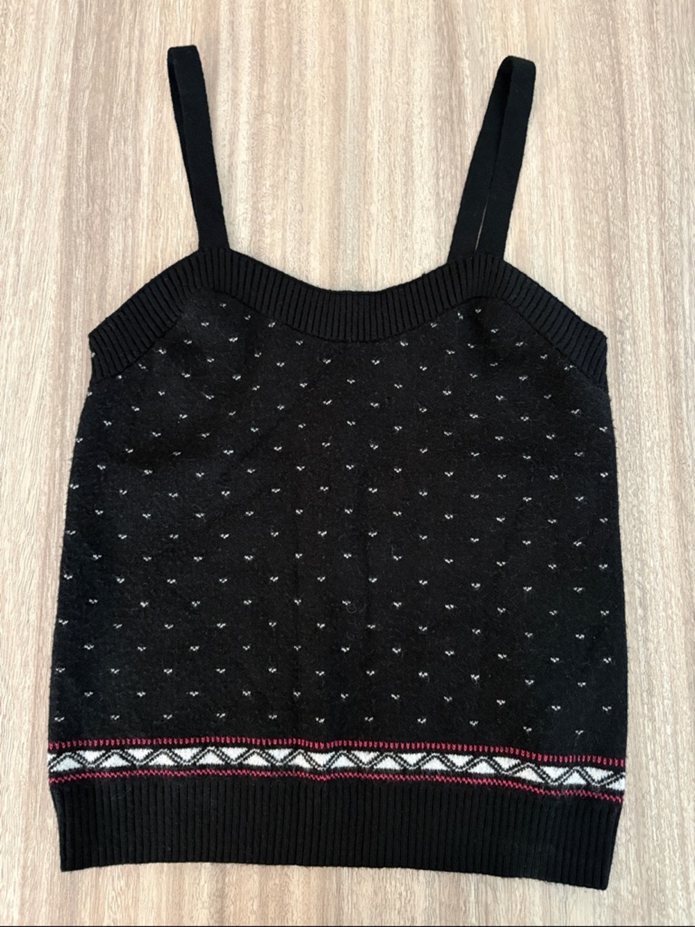 Maeve Black Knit Tank with Red and White Trim